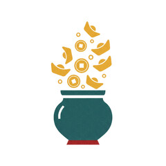 Geometric Wealth Pot Icon, isolated on a transparent background