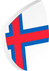 Fototapeta premium 3D Faroe Islands Flag Shield in Isometric Rugby Ball Shape