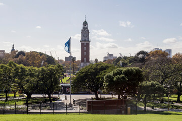 Obraz premium Buenos Aires street with historic architecture and urban life in Argentina