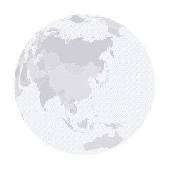 Obraz premium Customizable East Asia Wireframe Globe - Orthographic Projection
