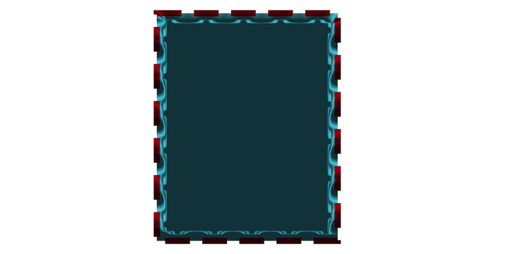 Dark Teal Rectangle Label with Decorative Stitch Border. Dark teal rectangular label with colorful stitched border isolated on white background, ideal for tags, badges, stickers, and packaging.