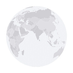 Customizable Indian Ocean Wireframe Globe - Orthographic Projection