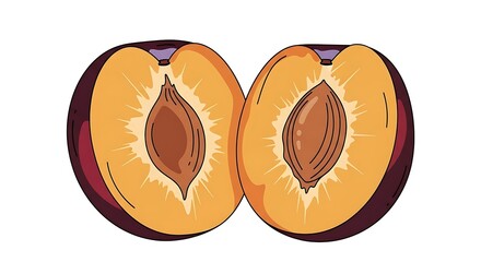 Mango Cut Open with Pit Inside.