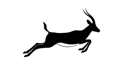 Fototapeta premium Silhouette of a leaping gazelle detailed form elegant pose on transparent background