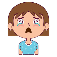 Obraz premium girl short bob hair scared face cartoon cute