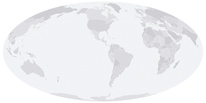Customizable Wireframe World Map Americas-Centered - Mollweide