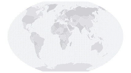 Customizable Wireframe World Map Atlantic-Centered - Winkel Tripel