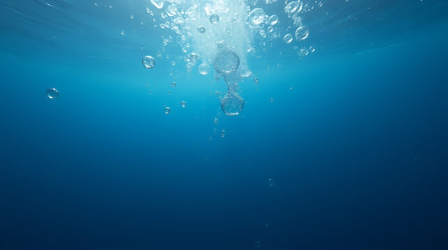 Air pockets ascending in ocean depths, air bubbles, buoyancy