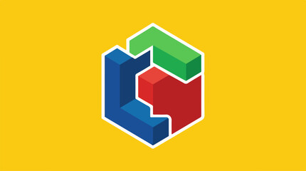 Obraz premium Geometric 3D Cube Composition with Blue, Green, and Red Elements.