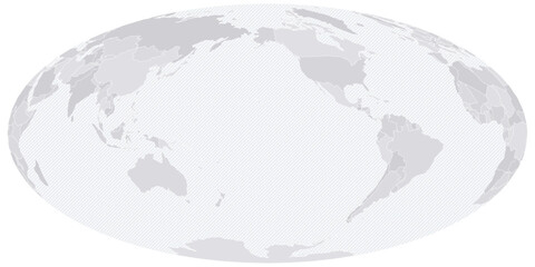 Customizable Wireframe World Map Pacific-Centered - Hammer Projection © Ana Krasavina