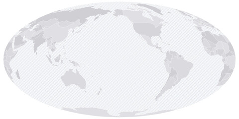 Customizable Wireframe World Map Pacific-Centered - Mollweide © Анастасия Красавина
