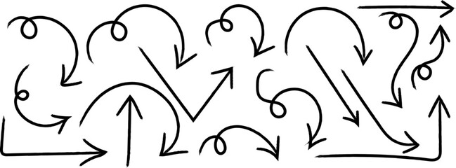 Fototapeta premium Hand drawn arrows and lines in a chaotic pattern abstract illustration