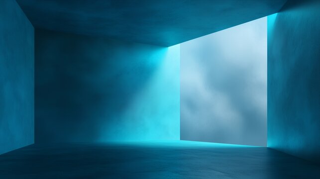 Abstract AI Cloud Computing Technology Background With Blue Digital Light Minimal Futuristic Data Space Representing Cloud Intelligence Infrastructure And Artificial Intelligence Network