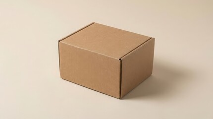 Fototapeta premium A simple closed cardboard box for shipping and delivery