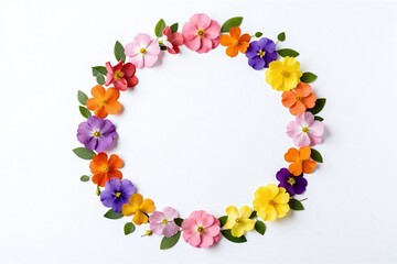 Naklejka premium A circle of flowers on a white background