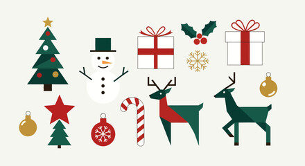 Christmas icons set holiday