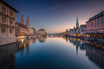 Zurich, Switzerland. Cityscape image of Zurich, Switzerland at twilight blue hour.