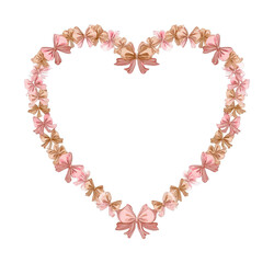 Obraz premium PNG Heart-shaped bow floral frame
