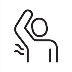 Obraz premium Underarm odor, linear icon. Body odor and hygiene problem. Line with editable stroke.