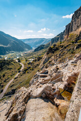 Vardzia cave monastery complex in Georgia, a city carved into the cliffs in the south of Georgia aboce the canyon of the Kura river © Pernelle Voyage