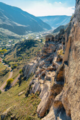 Vardzia cave monastery complex in Georgia, a city carved into the cliffs in the south of Georgia aboce the canyon of the Kura river © Pernelle Voyage