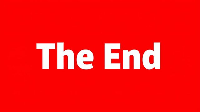 White text "The End" centered on a solid red background