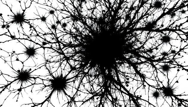 Neuron Network Black and White Illustration