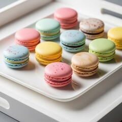 Obraz premium colorful macaroons on a wooden table