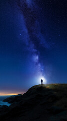 Fototapeta premium AI generator images of In astrophotography, we can see the light bands of the Milky Way at night in areas with completely dark skies.