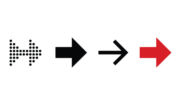A sequence of arrows depicting a transition from data points to a single directional arrow. vector illustration
