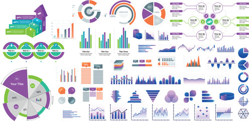 Obraz premium Business Infographic Elements and Data Charts Large Analytics Vector Set