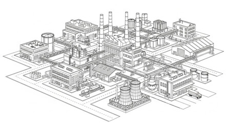 Fototapeta premium Industrial Complex Blueprint Technical Drawing.