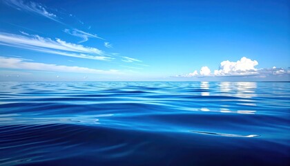 Serene Ocean Waves Under Blue Sky.