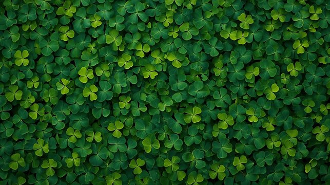 Vibrant green clover leaves background with natural texture