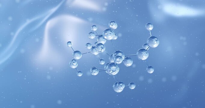 Panthenol rotating molecular structure, 3d model of pro-vitamin b5
