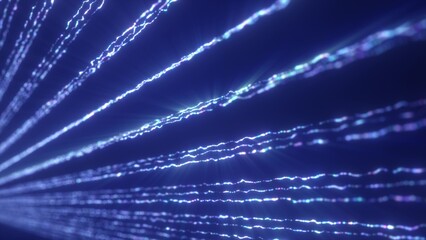 Abstract electric lines with crackling energy pulses on a blue b © Bolbik