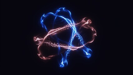 Abstract glowing sphere with electric violet threads, floating a © Bolbik