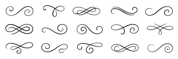 Set of decorative swirl calligraphic divider elements
