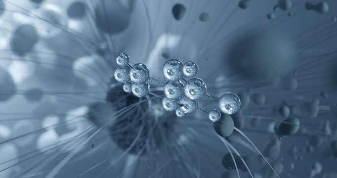 Nicotinic acid rotating molecular structure, 3d ball-and-stick model, looped video vitamin b3
