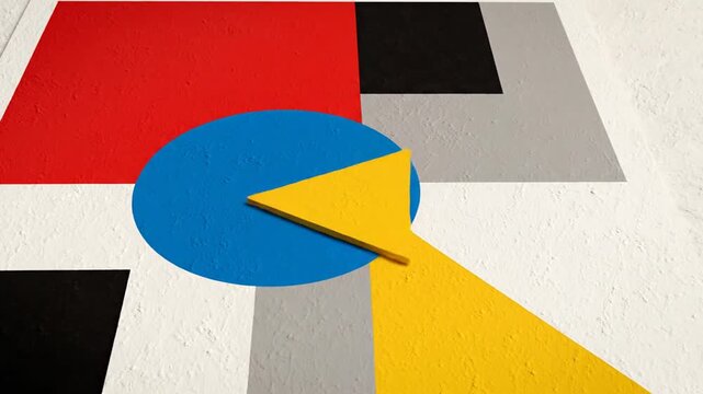 Abstract geometric art with primary colors on textured background