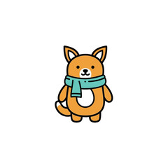 Fototapeta premium Cartoon dog wearing a scarf.