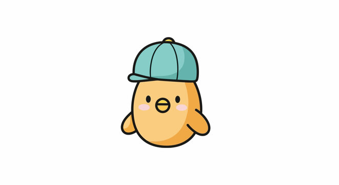 Cartoon duck wearing blue cap.