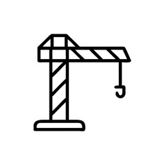 Crane with suspended hook for construction or industrial use isolated on white background, Vector