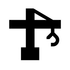 Fototapeta premium Black and white illustration of a crane hook attached to a horizontal beam isolated on white background, Vector