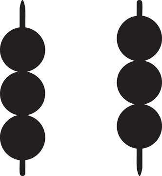 Japanese Dango Skewer Black Vector Illustration Transparent Background