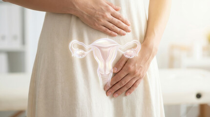Obraz premium Uterine fibroid pelvic pain uterus women health gynecology female anatomy medical concept