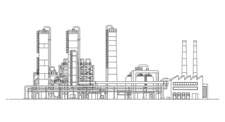 Obraz premium Industrial Factory Building Complex Structure.
