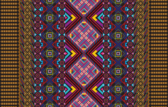 Seamless Textures with ethnic patterns. Navajo geometric abstract print. Decorative decoration with a rustic feel. The design is inspired by Native Americans. Colors are black and white.