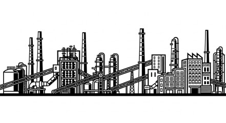 Obraz premium Industrial Factory Buildings and Equipment.