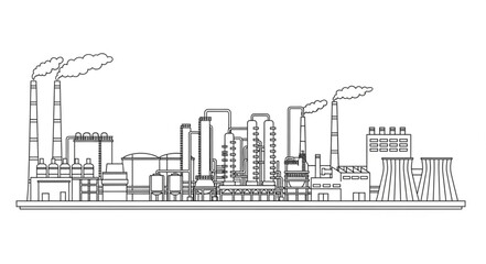 Fototapeta premium Industrial Factory Buildings and Smokestacks.